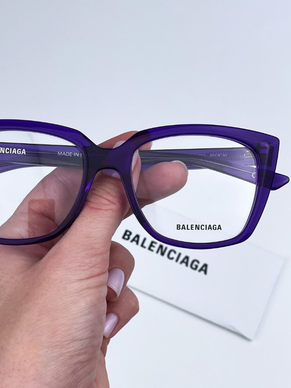 BALENCIAGA BB0062O 003 VIOLET SQUARE WOMEN EYEGLASSES